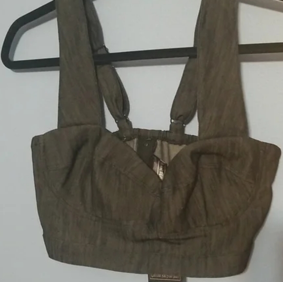 ALLISON CROP TOP in DARK DENIM VARLA BY PINUP COUTURE - Picture 5 of 7